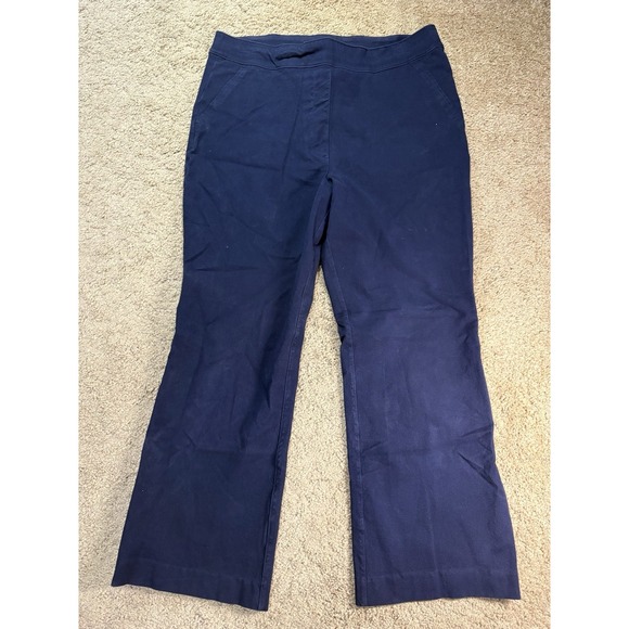 SPANX Pants - Spanx Polished Kick Flare Pants Women Large Navy Stretch Slash Pockets